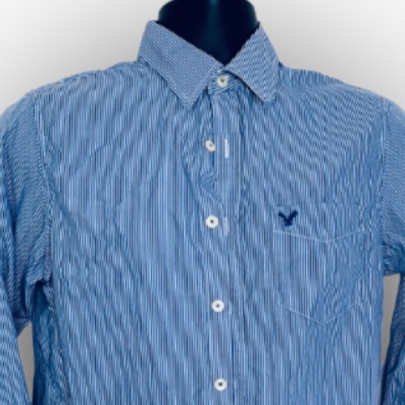 American Eagle Outfitters • Pin-Striped / Long Sleeve Button Up Shirt • Mens (S) - Picture 2 of 5